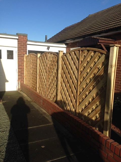 Panel fence on top of wall