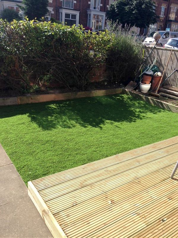 Decking and artifical grass